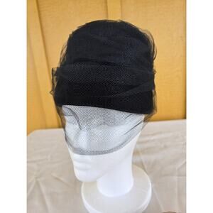 Vintage Belvedere Pillbox Hat Black Velvet Dotted Net Veil 1940s Henry Pollak